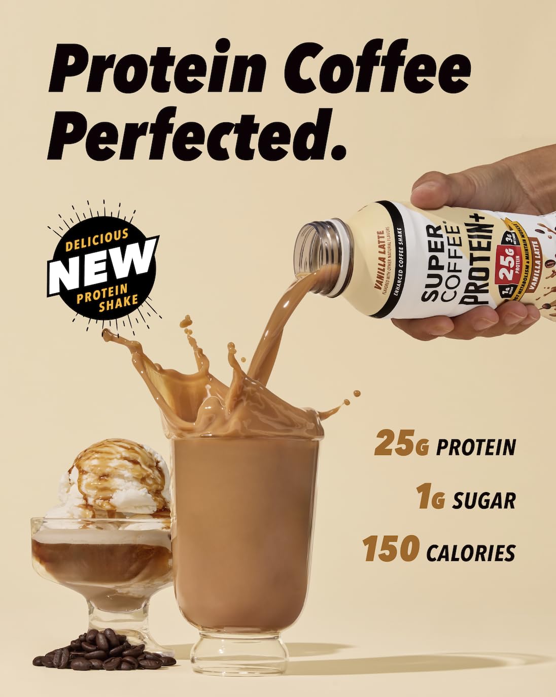 Super Coffee Protein+ Caffe Latte Protein Coffee, 25g Protein 12oz 12Pk