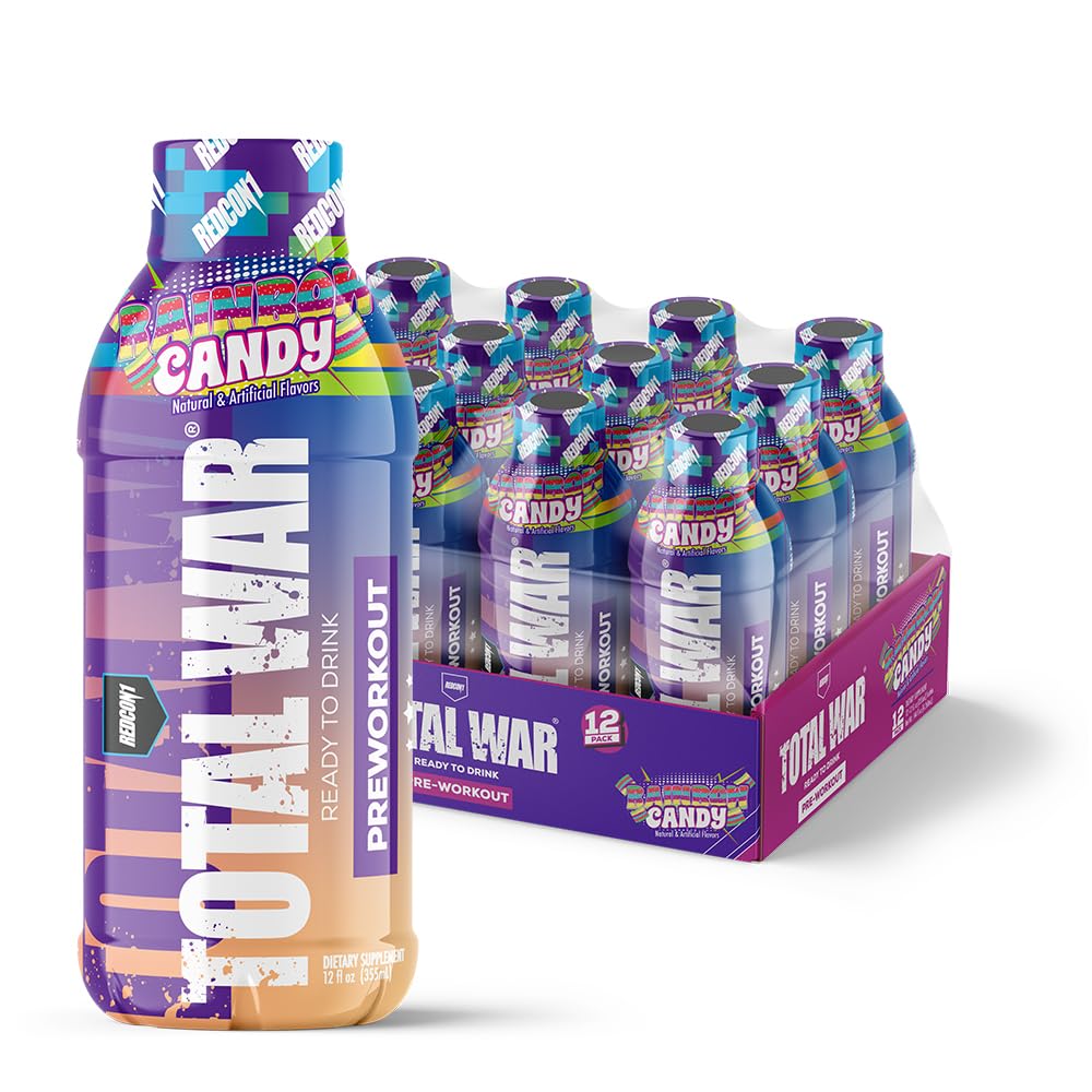 REDCON1 Total War Ready to Drink Pre Workout - Endurance Boosting, Keto Friendly RTD Formula - Amino Acid + Citrulline Malate Pre Workout Drink for Men & Women (Cali Splash, 12 Servings)