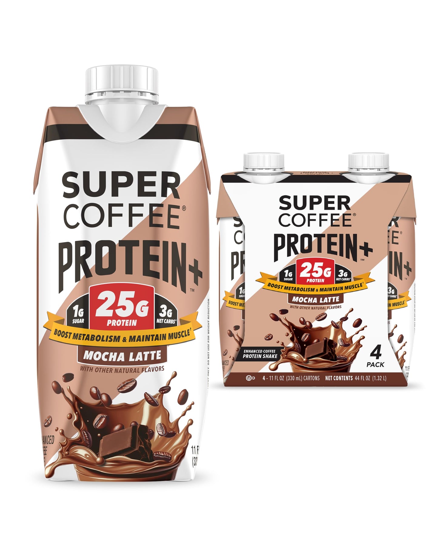 Super Coffee Protein+ Caffe Latte Protein Coffee, 25g Protein 12oz 12Pk
