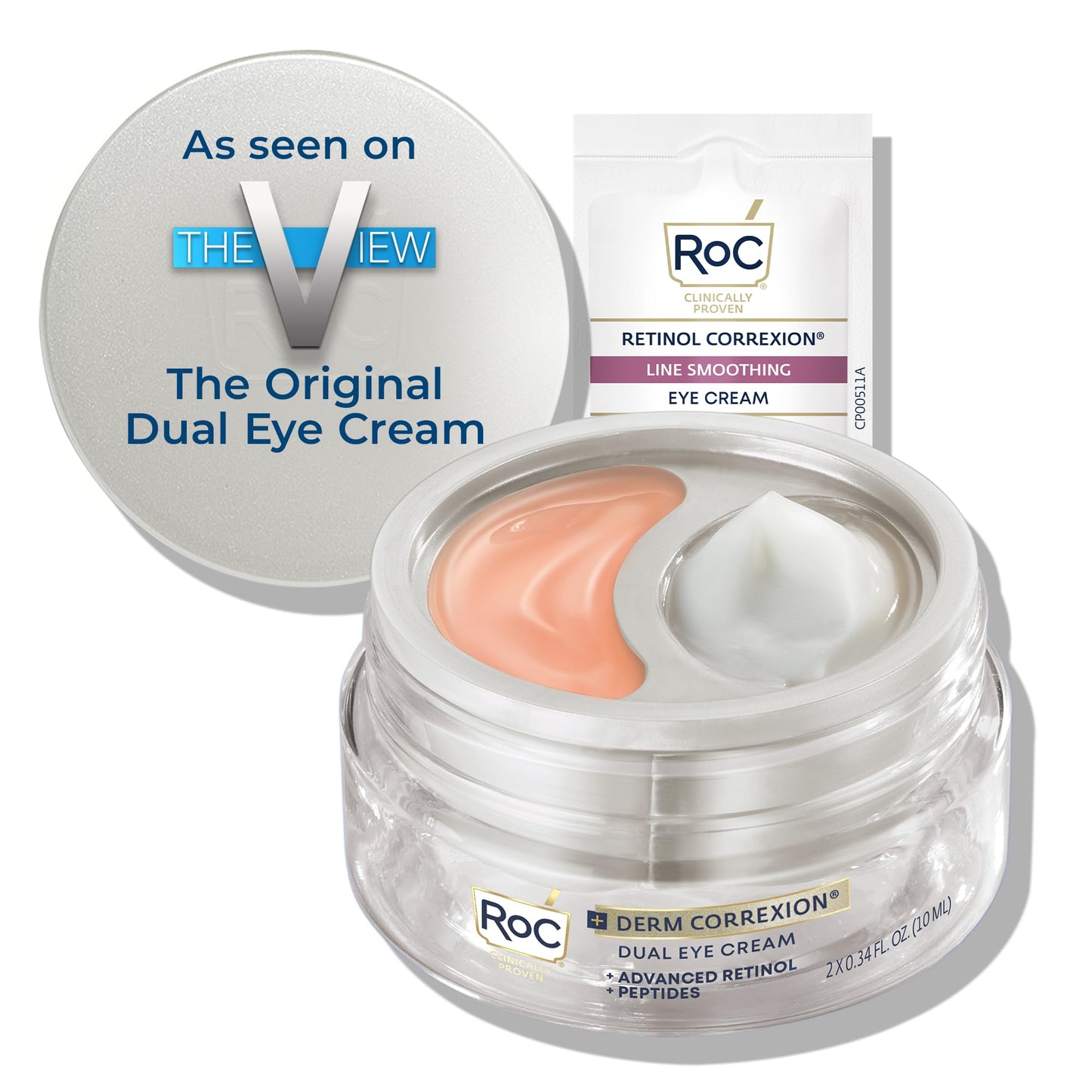 RoC Derm Correxion Retinol Eye Repair Dark Circle Cream Treatment with Niacinamide, Resveratrol, Proxygen for puffy eyes, wrinkles, and crow's feet with Line Smoothing Eye Packette