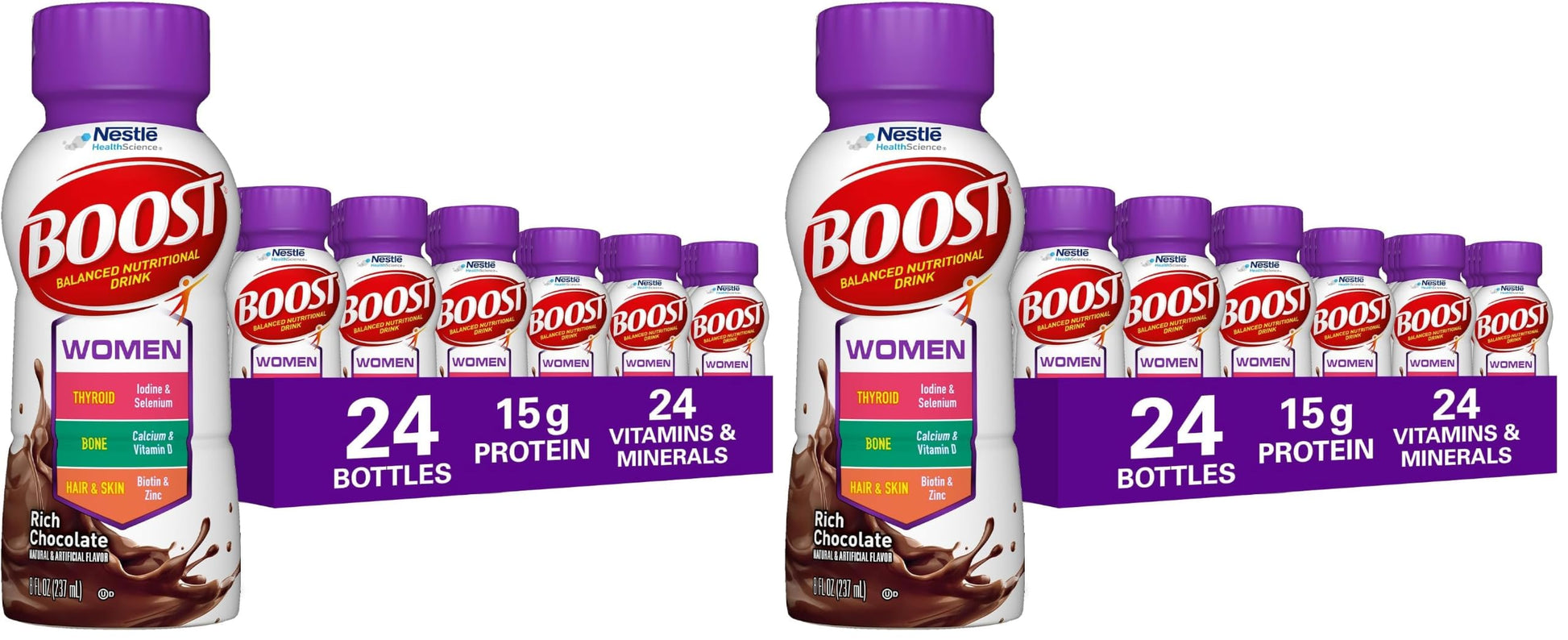 BOOST Women Balanced Nutritional Drink, Rich Chocolate, 8 fl oz (Pack of 24)