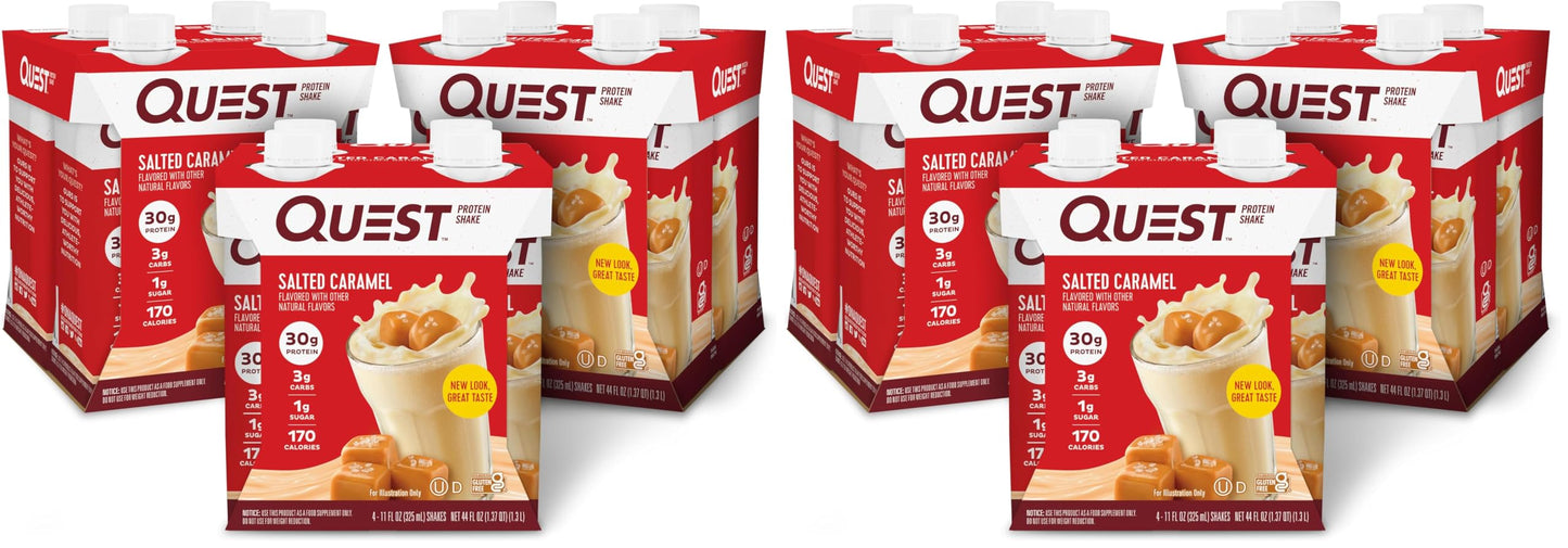 Quest Nutrition Chocolate Protein Shake, 30g Protein, 12 Count | 4g Net Carbs, 1g Sugar, Creamy Chocolate Flavor, Gluten Free, Ready to Drink, 11 fl oz, 3 Packs of 4 Count Cartons
