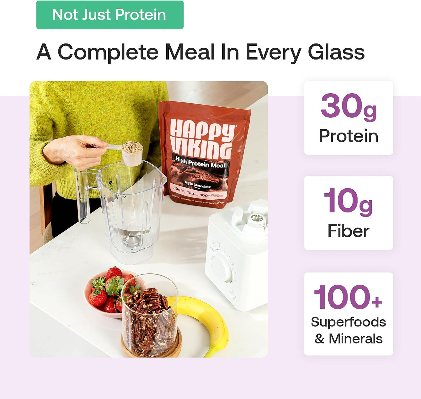 Happy Viking Plant-Based Vegan Protein Powder +100 Superfoods - Vanilla