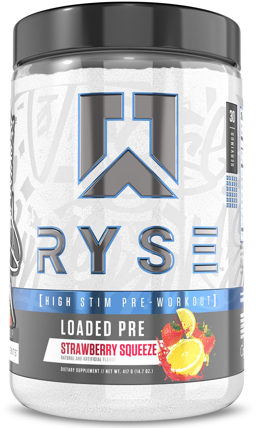 RYSE Loaded Pre Workout Powder - Country Time Blueberry Lemonade - Daily Pre-Workout for Men & Women with 300mg Caffeine, Beta Alanine, and Citrulline for Pump, Focus, and Energy - 30 Servings