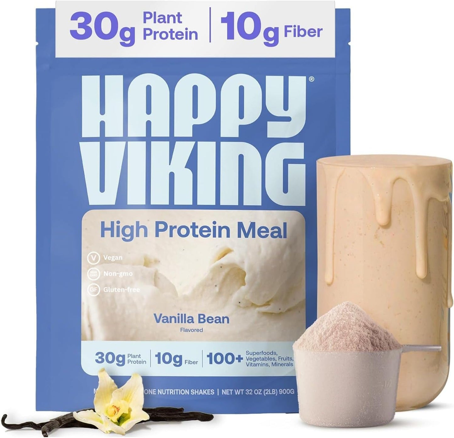 Happy Viking Plant-Based Vegan Protein Powder +100 Superfoods - Vanilla