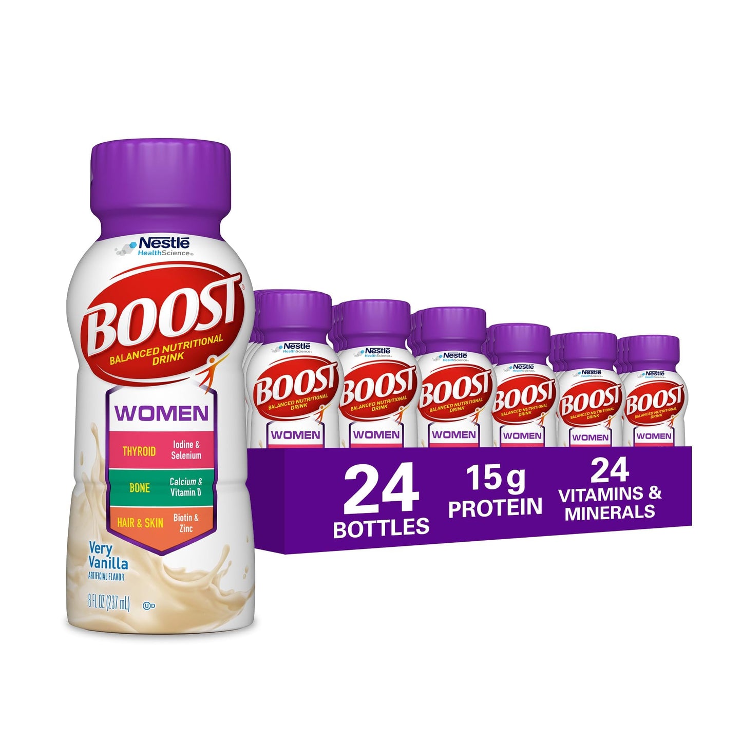 BOOST Women Balanced Nutritional Drink, Rich Chocolate, 8 fl oz (Pack of 24)