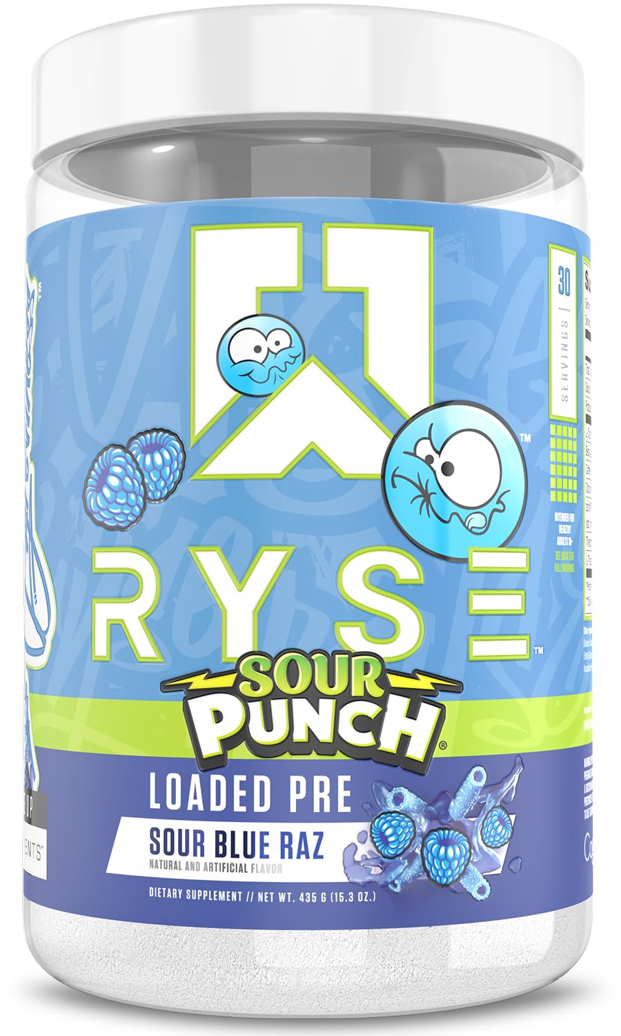 RYSE Loaded Pre Workout Powder - Country Time Blueberry Lemonade - Daily Pre-Workout for Men & Women with 300mg Caffeine, Beta Alanine, and Citrulline for Pump, Focus, and Energy - 30 Servings