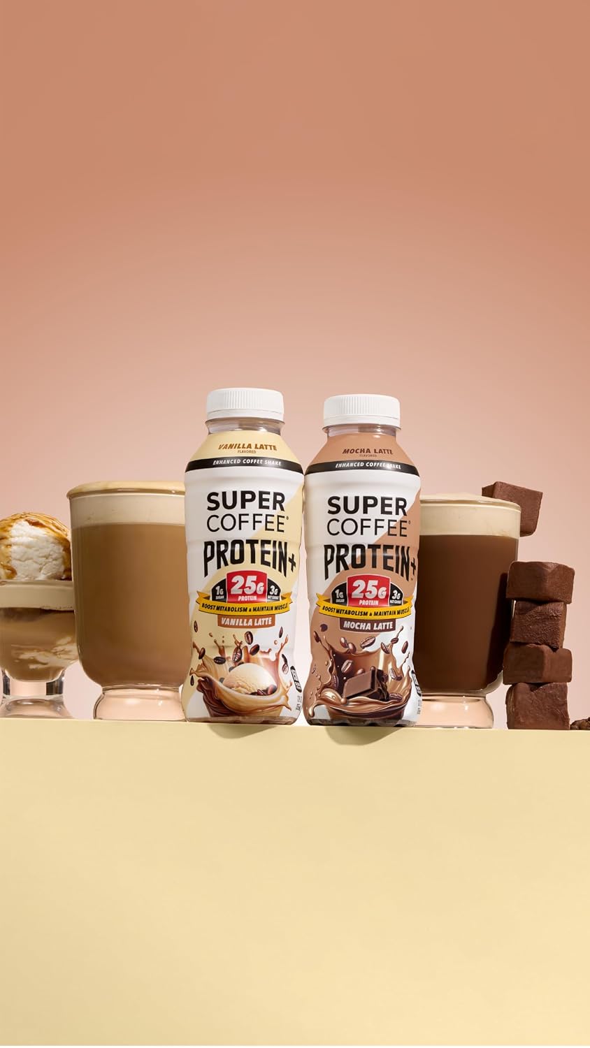 Super Coffee Protein+ Caffe Latte Protein Coffee, 25g Protein 12oz 12Pk