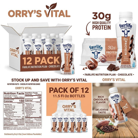 Nutrition Plan High Protein Chocolate Shake, 12 PACK. Orry's Vital