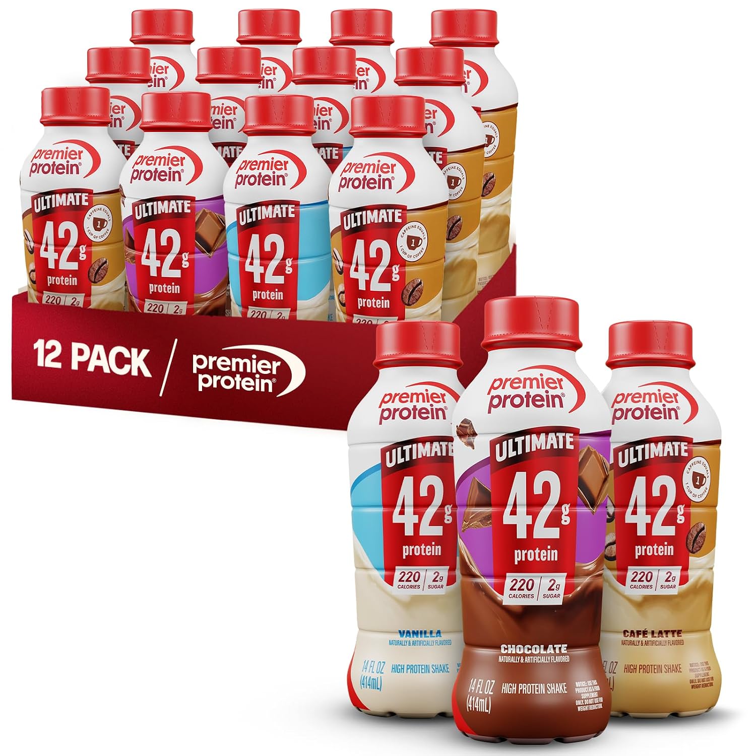 Premier Protein ULTIMATE 42g High Protein Shake, Variety Pack, 12 Pack