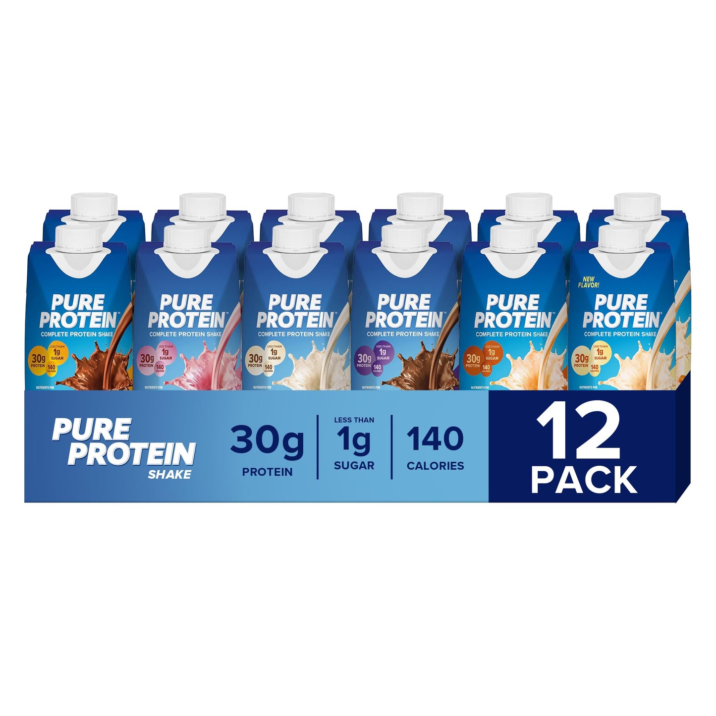 Pure Protein Vanilla Protein Shake, 30g Complete Protein, 12 Ct | Ready to Drink and Keto-Friendly, Vitamins A, C, D, and E plus Zinc to Support Immune Health, 11oz Bottles