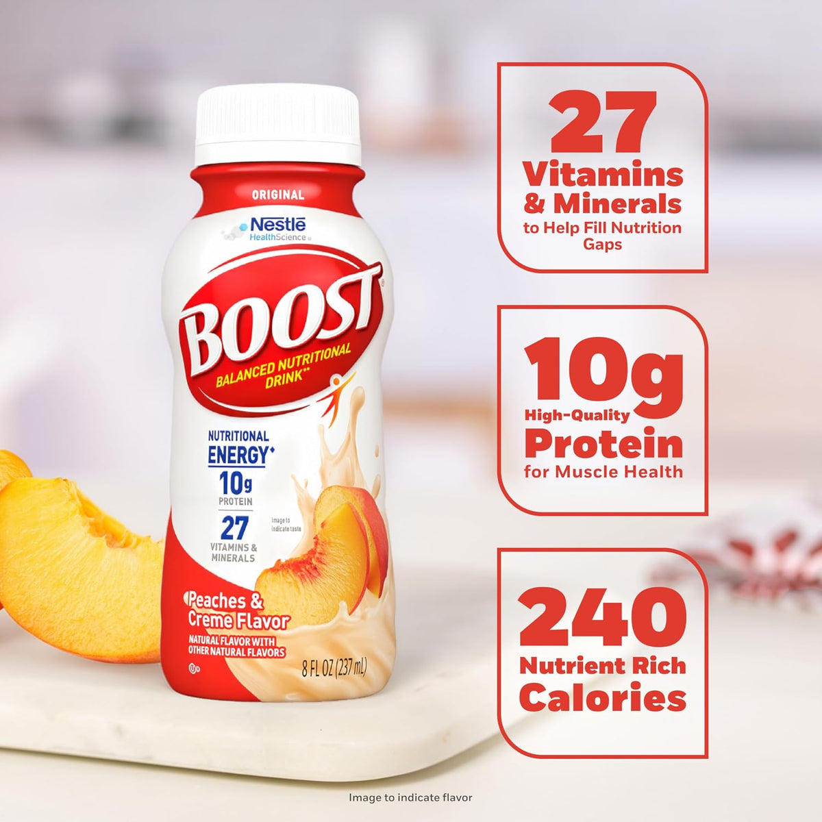 BOOST Original Nutritional Shake, Ready to Drink, Peaches & Crème, 24 Pack