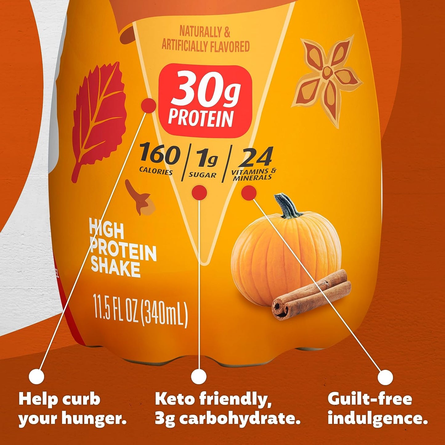 Premier Protein Shake Limited Edition 30g 1g Sugar 24 Vitamins Minerals Nutrients, Pumpkin Spice, 11.5 Fl Oz (Pack of 12) Artwork Case - Packaging May Vary