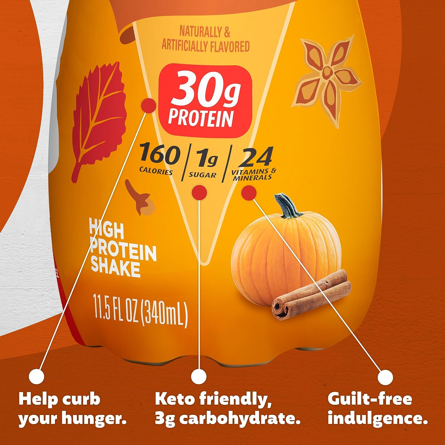 Premier Protein Shake Limited Edition 30g 1g Sugar 24 Vitamins Minerals Nutrients, Pumpkin Spice, 11.5 Fl Oz (Pack of 12) Artwork Case - Packaging May Vary