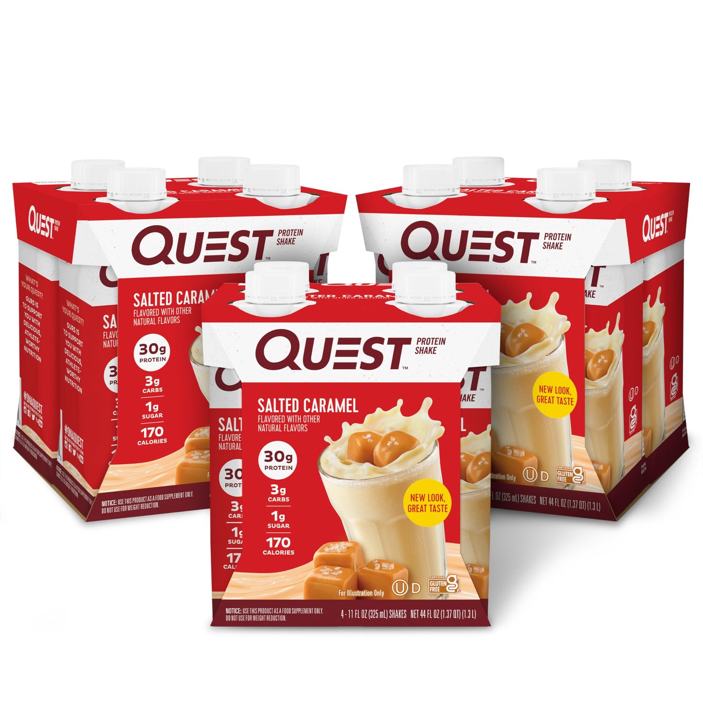 Quest Nutrition Chocolate Protein Shake, 30g Protein, 12 Count | 4g Net Carbs, 1g Sugar, Creamy Chocolate Flavor, Gluten Free, Ready to Drink, 11 fl oz, 3 Packs of 4 Count Cartons