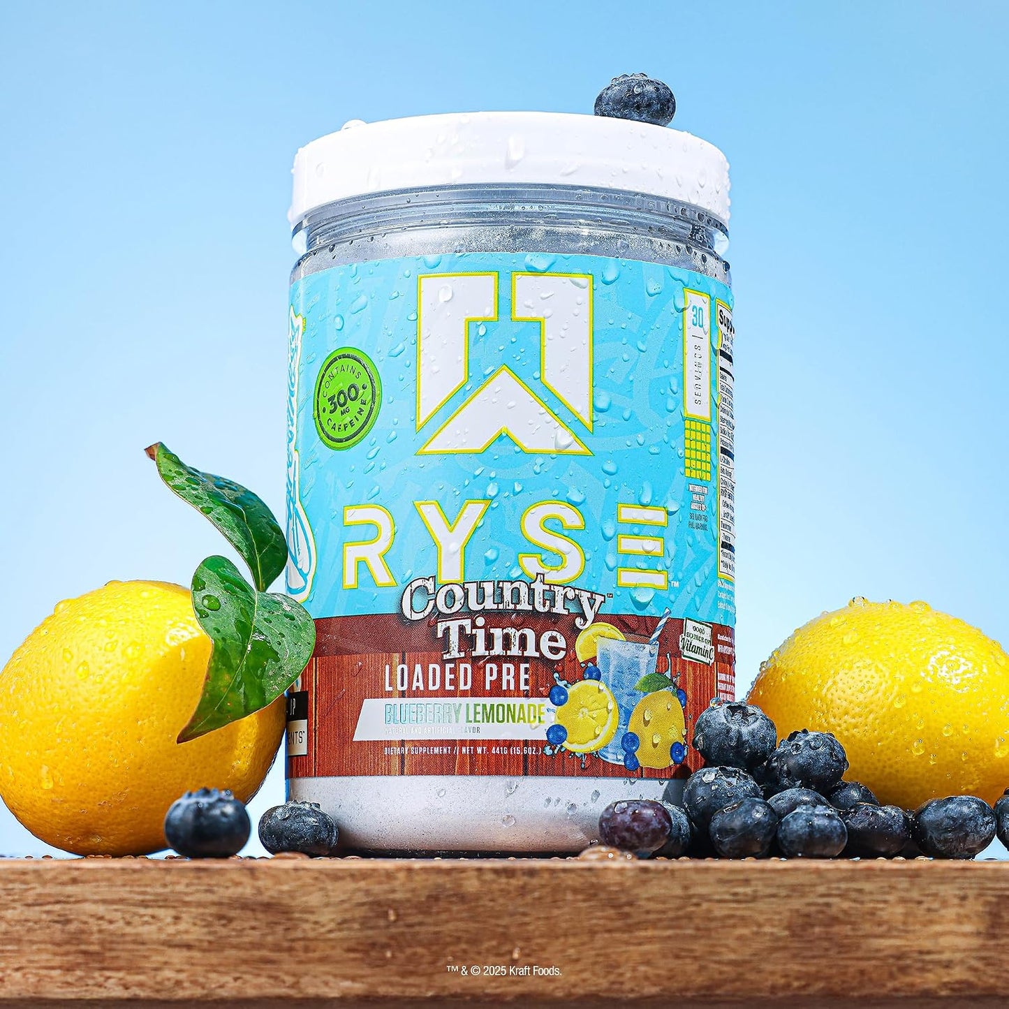 RYSE Loaded Pre Workout Powder - Country Time Blueberry Lemonade - Daily Pre-Workout for Men & Women with 300mg Caffeine, Beta Alanine, and Citrulline for Pump, Focus, and Energy - 30 Servings