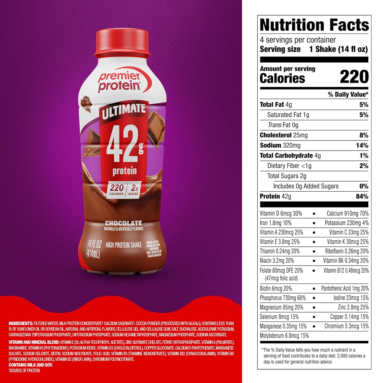 Premier Protein ULTIMATE 42g High Protein Shake, Variety Pack, 12 Pack